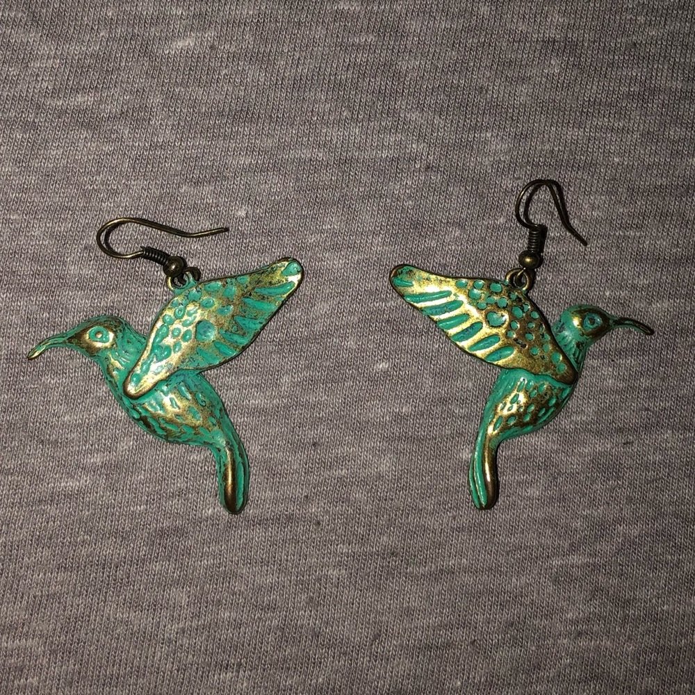 Humming bird turquoise earrings